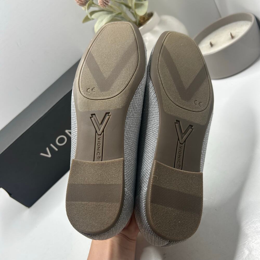 Vionic Klara Knit Square Toe Flats Silver Women's 7 Narrow Comfort Arch Support - Picture 8 of 11